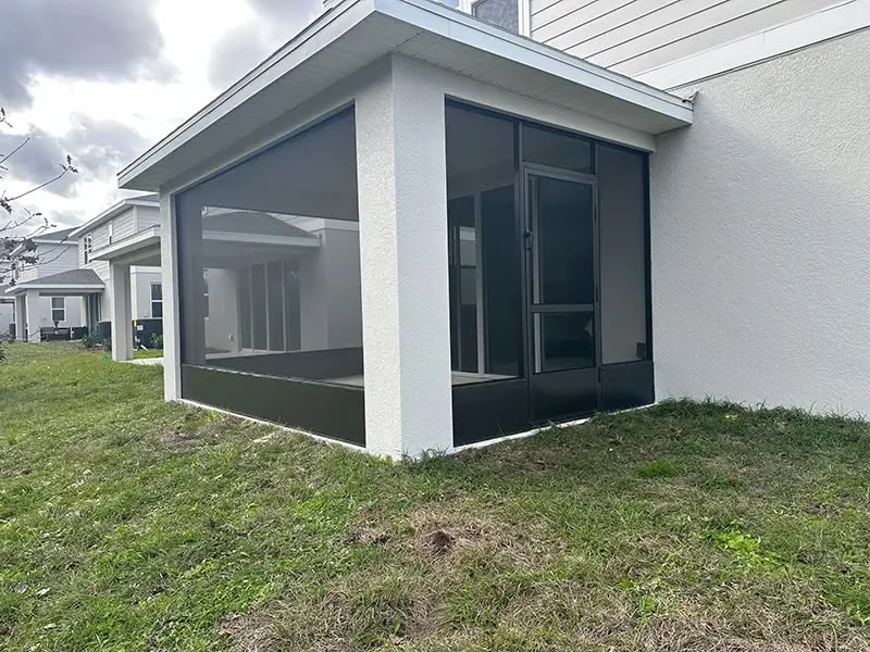 Screened porch enclosure exterior view